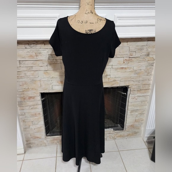 Encore by‎ Idina Menzel black midi  comfy skater dress size large - Picture 2 of 6